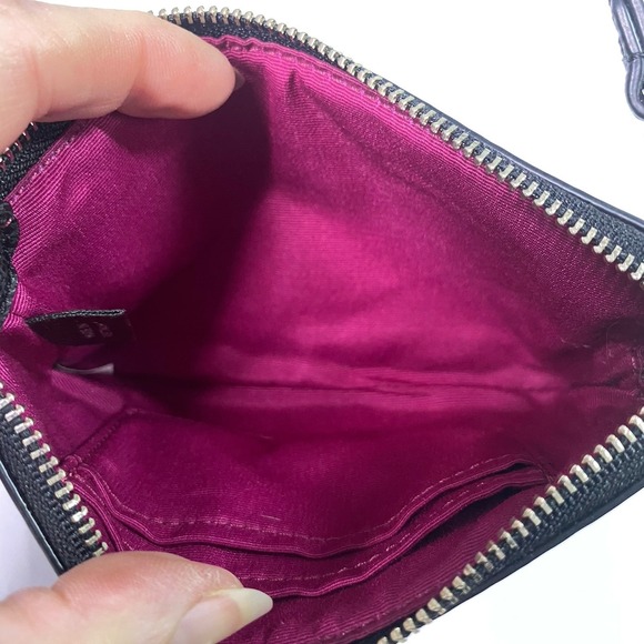 Coach Womens Cranberry Pink&Black Leopard Print Wristlet Wallet Cheetah 4x6" EUC - Picture 4 of 11